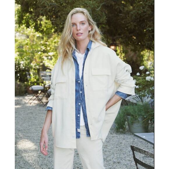 Frank & Eileen Tops - Frank & Eileen McLoghlin Vintage White (Cream) Button Down Flannel Oversized